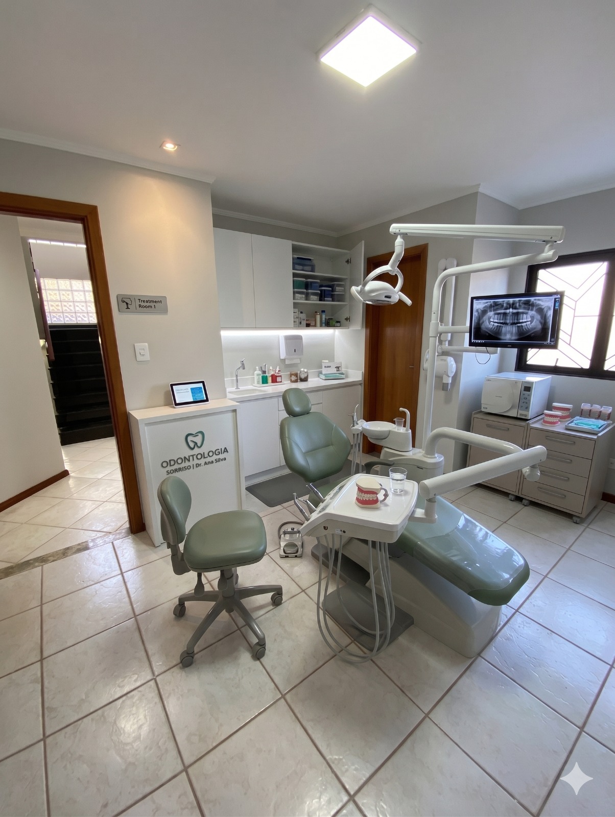 Sala configurada como consultório odontológico